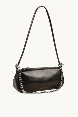 The Lexi Leather Sling Bag in Black/Silver