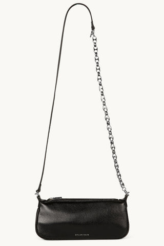 The Lexi Leather Sling Bag in Black/Silver Crossbody