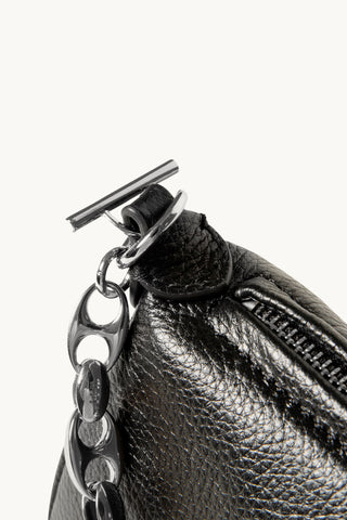 The Lexi Leather Sling Bag in Black/Silver Details