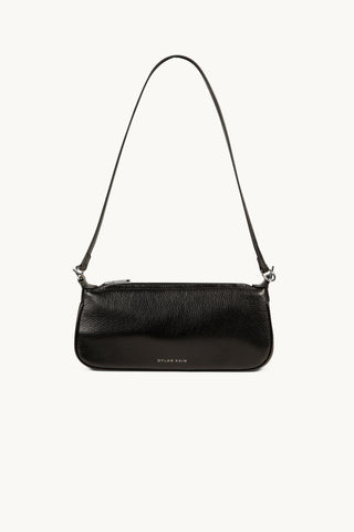 The Lexi Leather Sling Bag in Black/Silver Front