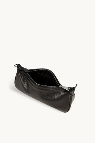 The Lexi Leather Sling Bag in Black/Silver Internal