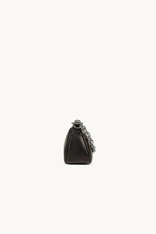 The Lexi Leather Sling Bag in Black/Silver Side