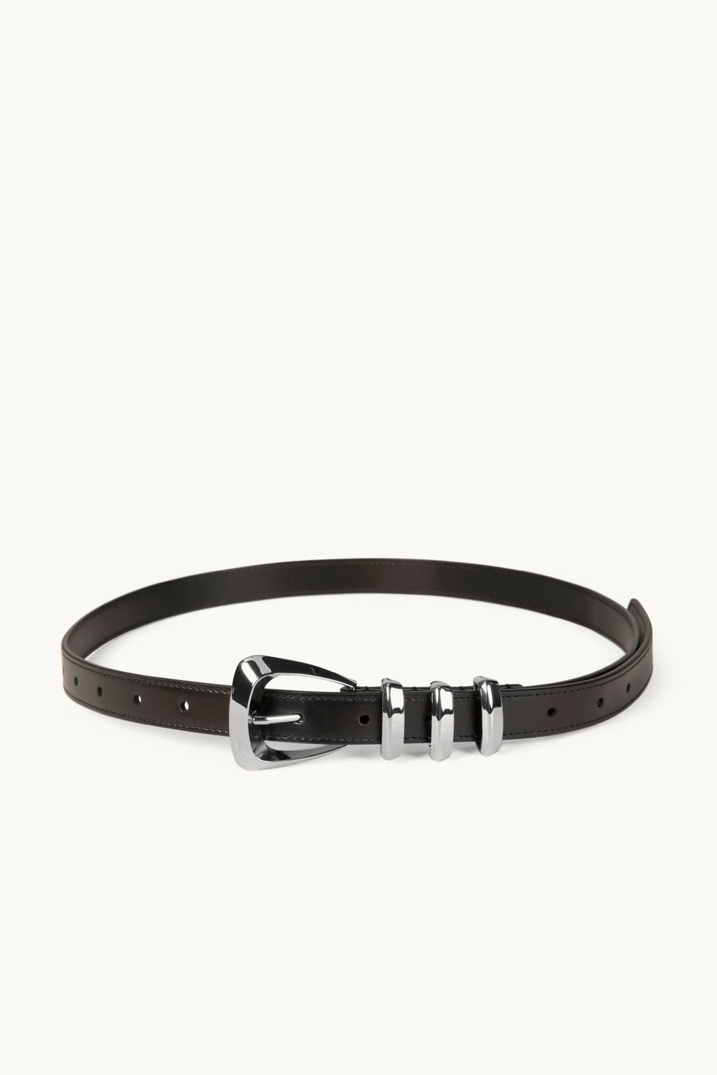 Dylan Kain black belt with silver buckle - New The Brooklyn Black Leather Belt in Silver – Dylan Kain main image 2