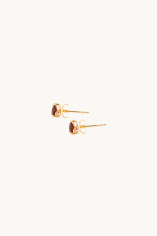 9ct Gold Garnet Heart Studs