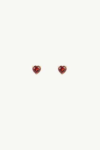 9ct Gold Garnet Heart Studs