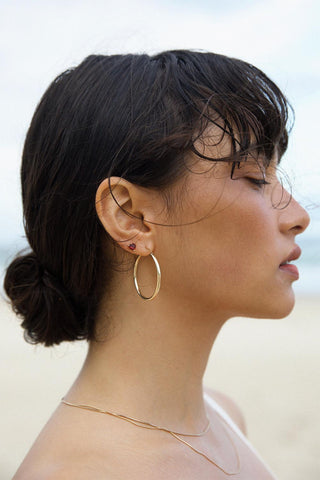 9ct Gold Garnet Heart Studs