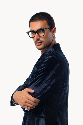 DYLAN KAIN GLASSES - Gloss Black w. 24k. Gold Metal Trim / Clear Sunglasses Dylan Kain