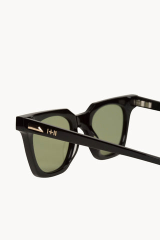 DYLAN KAIN SUNGLASSES - Gloss Black w. 24k. Gold Metal Trim / Olive Green Lens Sunglasses Dylan Kain