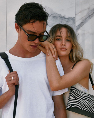 DYLAN KAIN SUNGLASSES - Gloss Black w. 24k. Gold Metal Trim / Olive Green Lens Sunglasses Dylan Kain