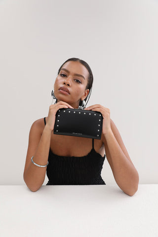 The Large Forever Love Studded Wallet Silver - Gift Edit
