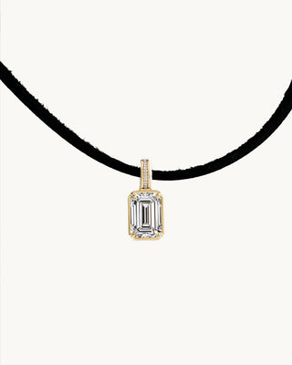 Necklace with a diamond pendant on a white background