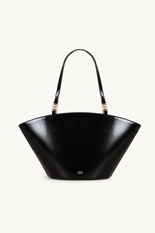 The Amara Leather Tote in Black/ Gold Back