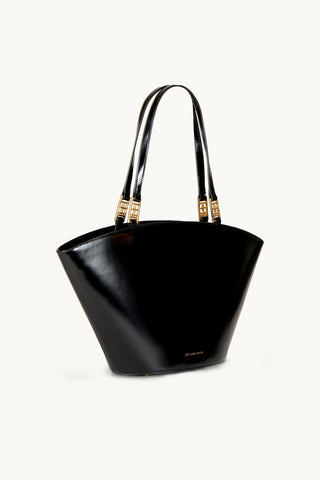 The Amara Leather Tote in Black/ Gold Side 2
