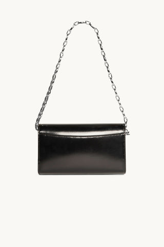 The Luxury Leather Phone bag in Black/Silver Back