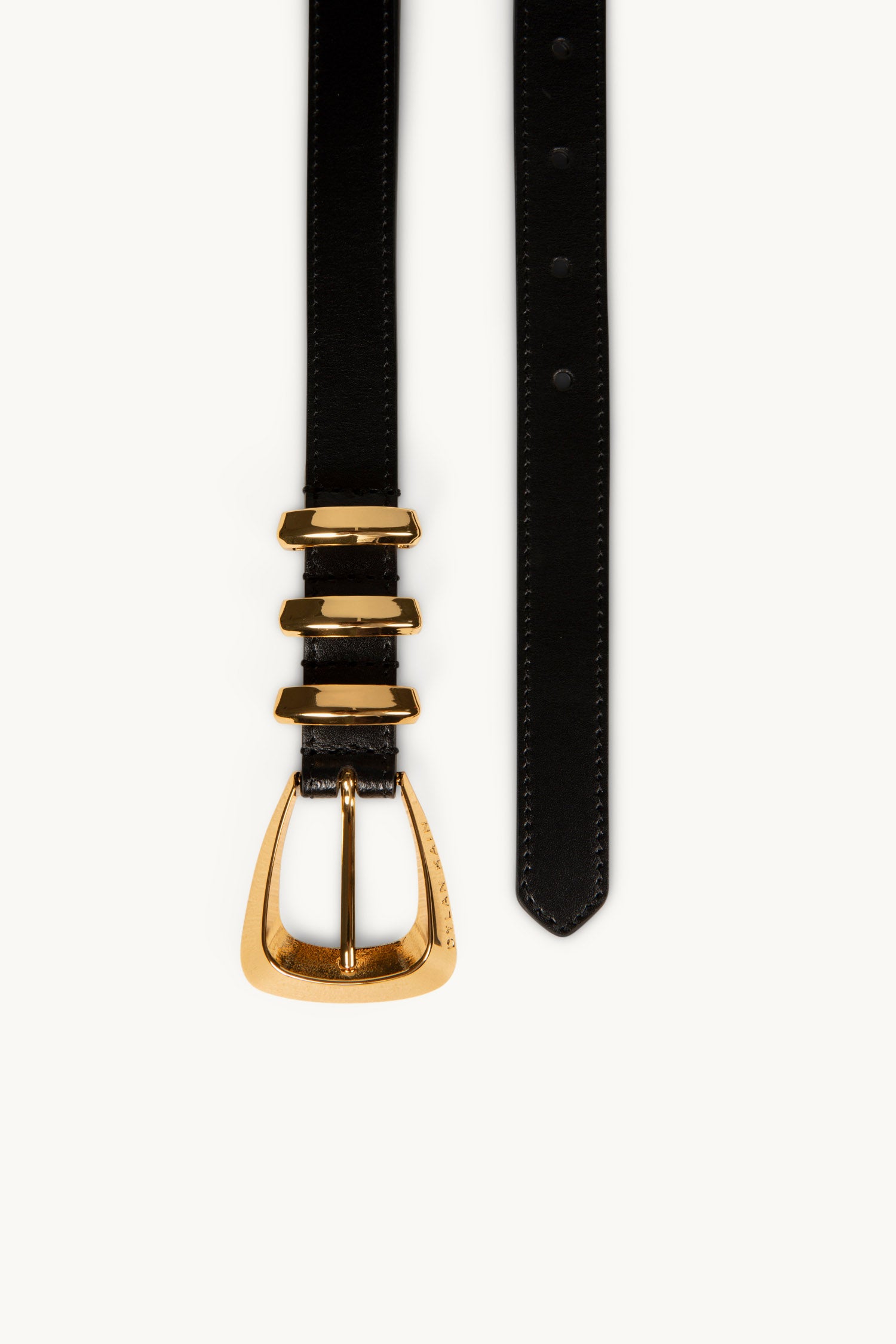 The Sai Black Leather Belt with Gold Buckle Dylan Kain