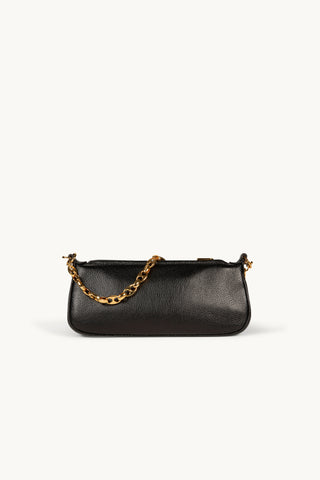The Lexi Leather Sling Bag in Black/Gold Back