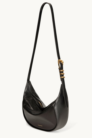 The Neveah Leather Sling Bag in Black/Gold Crossbody