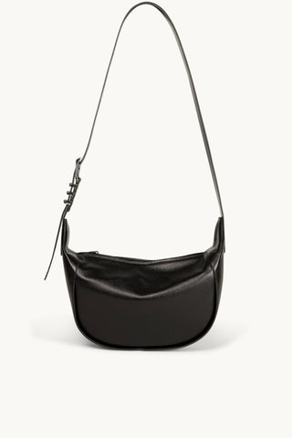 The Neveah Leather Sling Bag in Black/Silver Back