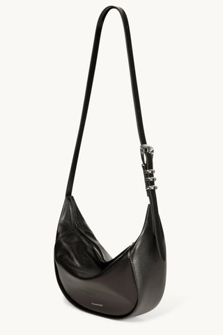 The Neveah Leather Sling Bag in Black/Silver Crossbody