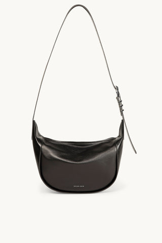 The Neveah Leather Sling Bag in Black/Silver Front 2