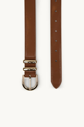 The Tia Patent Belt Chocolate
