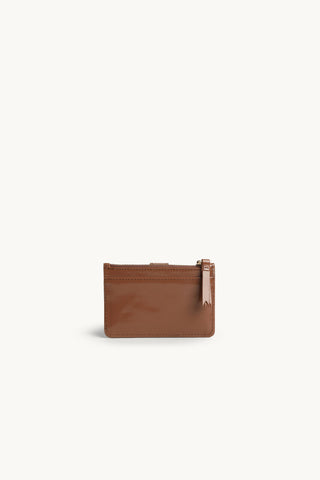 The Zoe Patent Card Wallet Chocolate