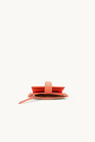 The Zoe Patent Card Wallet Orange Sunset