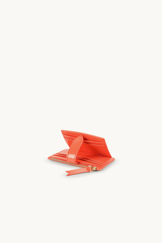 The Zoe Patent Card Wallet Orange Sunset