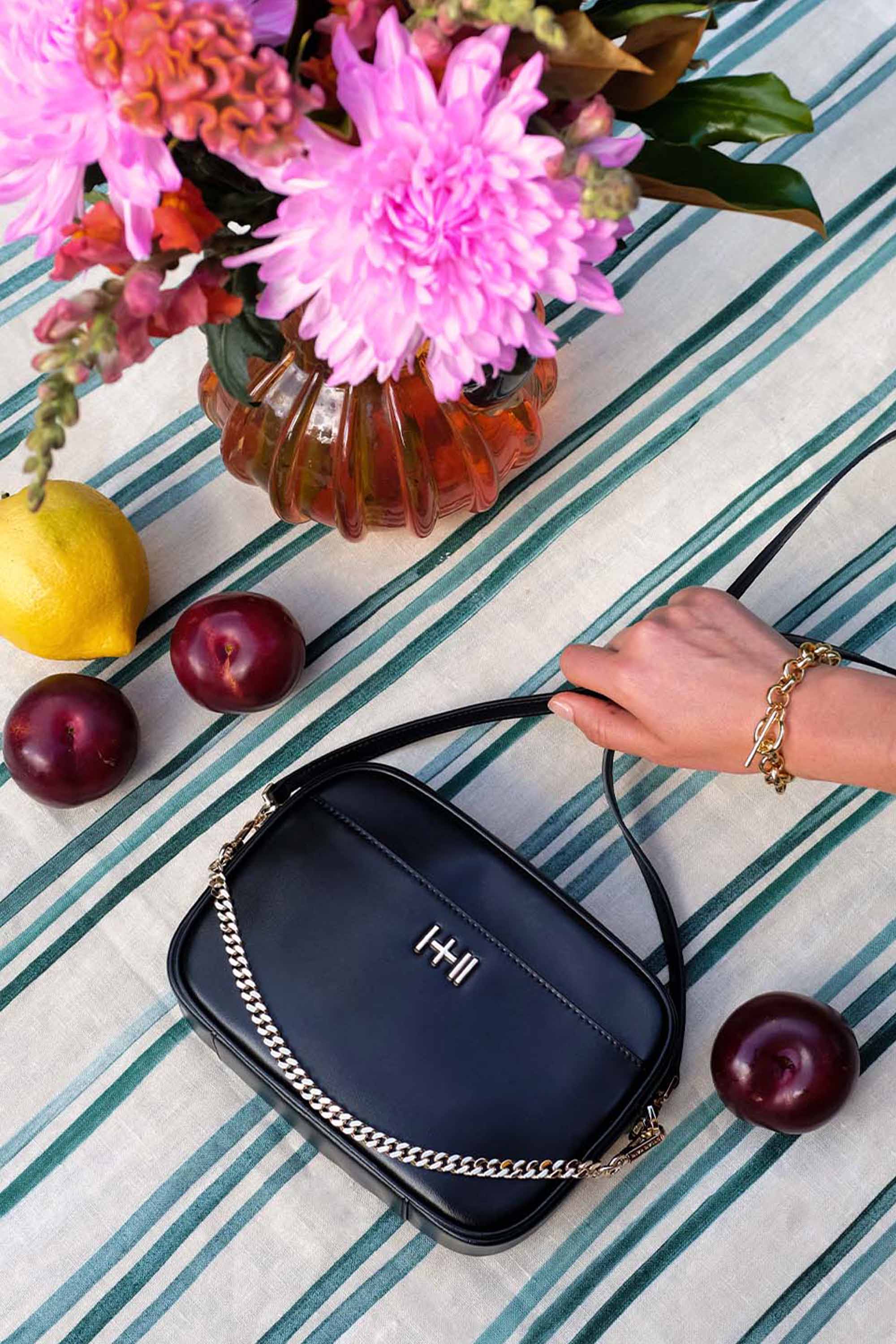 The Mini Rodriguez Black Vegan Handbag in Light Gold Dylan Kain